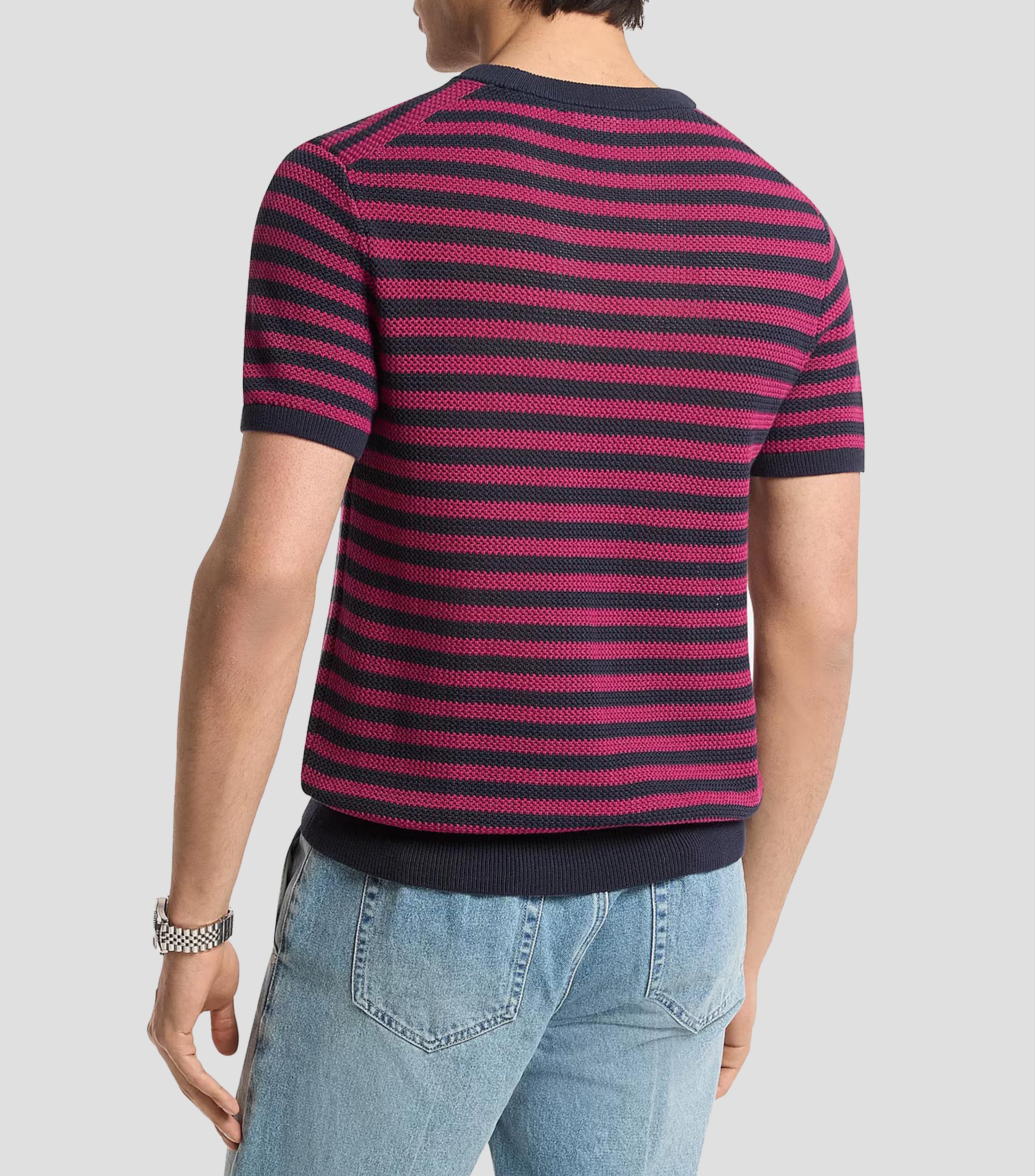 Playera cuello redondo manga corta con rayas Hombre